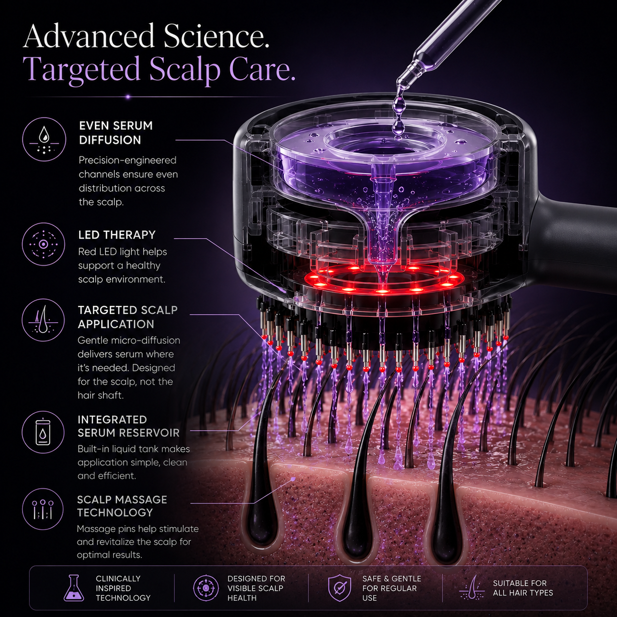 Red Light Scalp Massager Brush