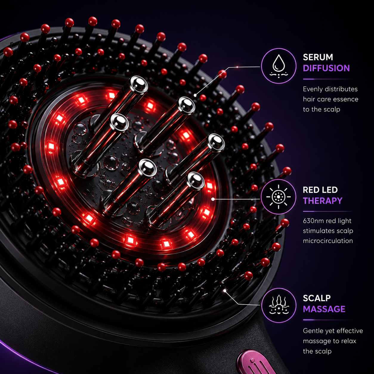 Red Light Scalp Massager Brush