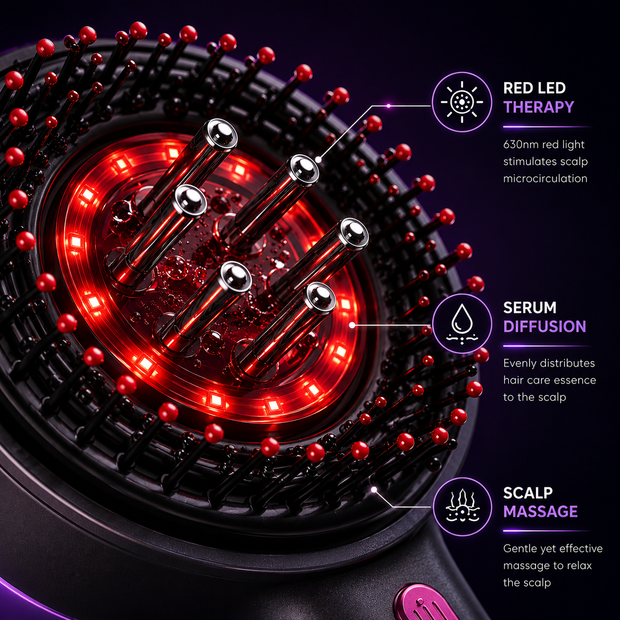 SCALPA Red Light Scalp Therapy Brush technical detail image